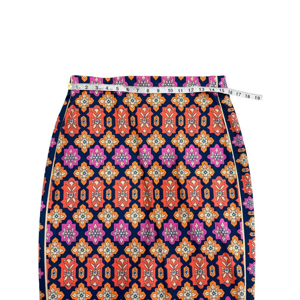 Gretchen Scott Haveli Pencil Skirt Orange Pink Blue Geometric Stretch Size L - Picture 5 of 6